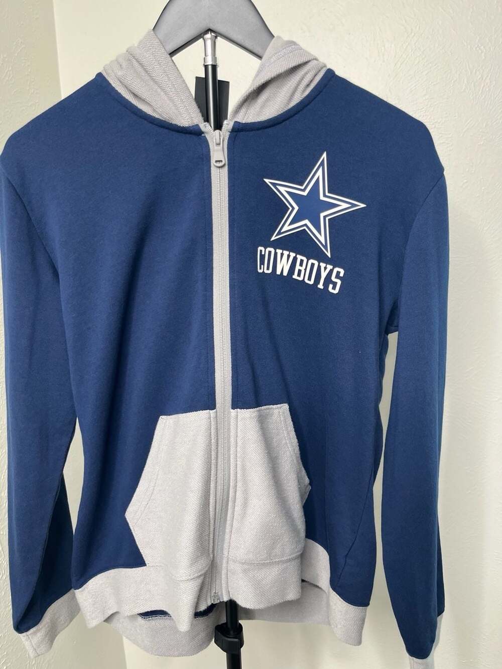 Logo Athletic Dallas Cowboys NFL Navy & Gray Full-Zip Hoodie Sweatshirt